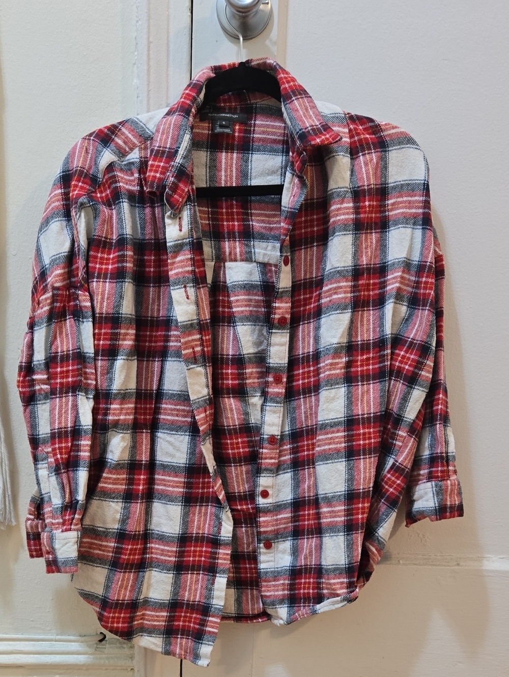 French Connection Red Plaid Women's Button-Up Shirt